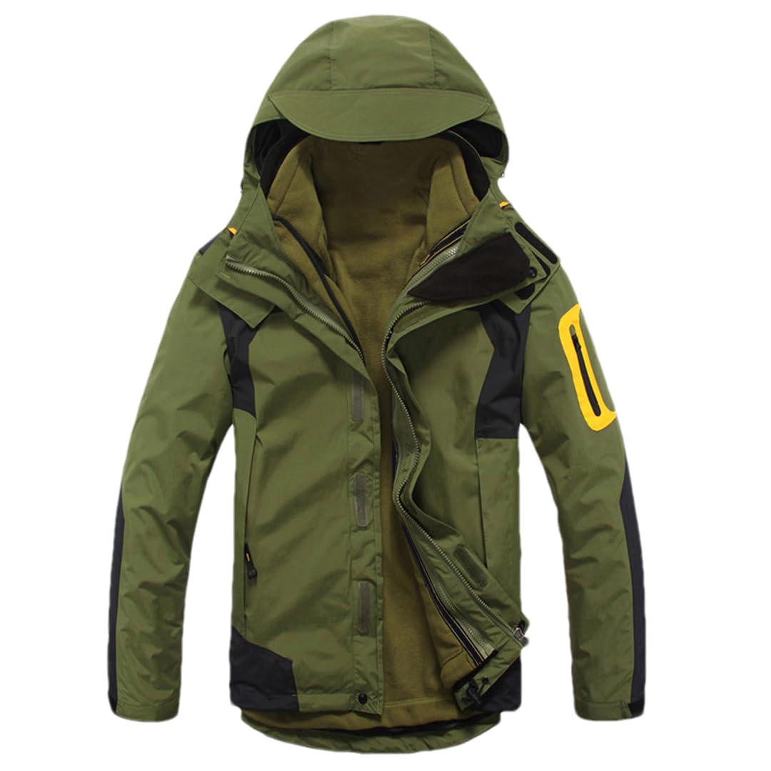Giacca da trekking da uomo, 2 in 1, in pile, calda, per sport all'aria aperta, trekking, campeggio, sci