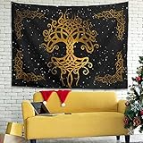 Vikingo Yggdrasil Árbol de la Vida Celta Nudo Patrón Estampado Diseño Tecnología de impresión avanzada. Puedes utilizar este tapiz como regalo en fiestas de inauguración de la casa, días festivos, Halloween, Navidad, Acción de Gracias, Año Nuevo, bodas y negocios
