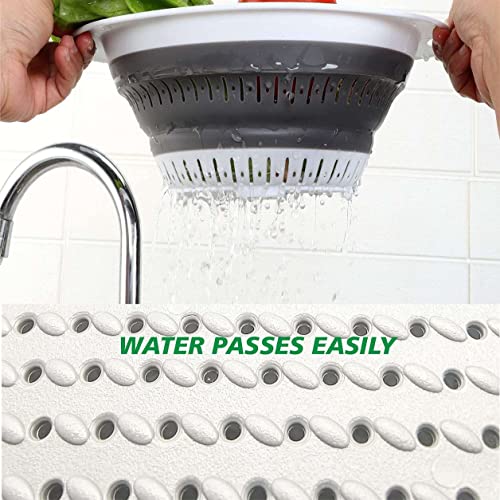 Jpl Collapsible Colander 3 Piece Silicone Collapsible Strainer Bowls For Pasta Washing Fruit Food And Vegetables 3 Quart 4 Quart And 5 Quart Bpa Free Dishwasher Safe (Grey) #TOP3