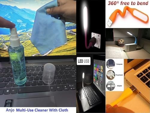 Image of Anjo 6 in 1 Combo Of 14 Inch & 16:10 Display Aspect Ratios Laptop Screen Protector, KeySkin, Body Lamination Trackpad & Lid (Transparent), USB Light & Cleaner