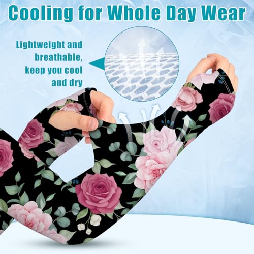 Image of Bebila Gardening Sleeves for Women Farm UV Sun Protection Anti-Scratch Cooling Sleeves with Thumb Hole Arms Cover Outdoors