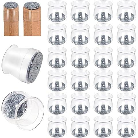 24 Pcs Chair Leg Floor Protectors, Silicone Felt Furniture Leg Cover Pad for Protecting Floors from Scratches and Noise, Smooth Moving for Chair Feet (Large (1 1/4'' -2'')) Cover