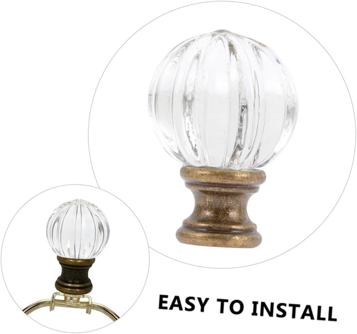 2Pcs Lamp Finials Decorative Ball Knob Caps for Lamp Shade Top Glass Finish Easy Installation for Desk and Floor Lamps Enhance Lighting Decor
