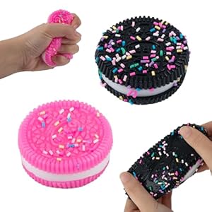 AYNKH 2 Piezas Juguetes Forma de Biscuit,Squishy Biscuit,Juguetes Suaves para Apretar,Juguetes para Aliviar el Estrés,Regalos para la Salud Mental, Bonitos Juguetes para los Dedos (Rosa, Negro)