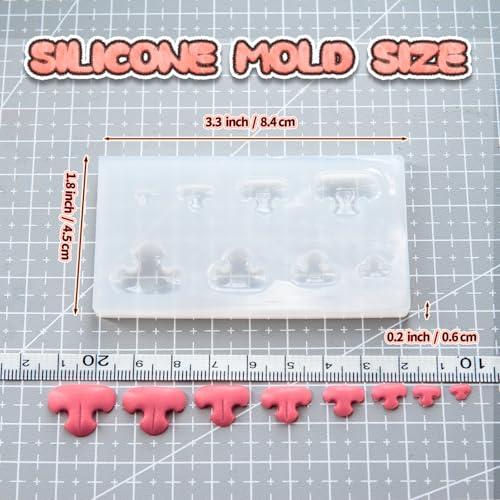 Image of Nuvretk 8 Cute Silicone Molds for Needle Felting - Cat Nose Shapes for Stuffed Animals, DIY Crafts, and Accessories (T-Shaped)