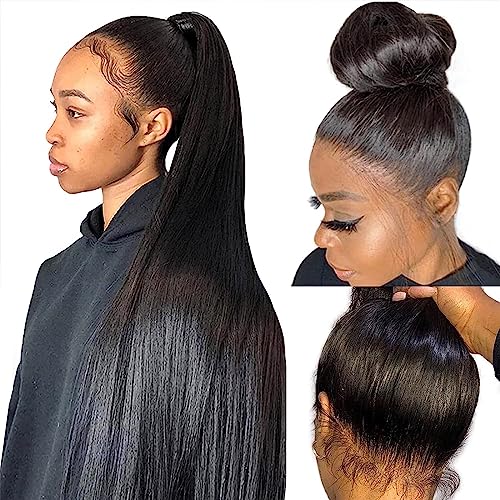 360 Lace Front Wig Human Hair,Full Lace Frontal Wigs,Straight Human Hair Wig for Women,180 Density Glueless Lace Wig Human Hair Pre Plucked Natural Hairline with Baby Hair Brazilian Natural Color 20"