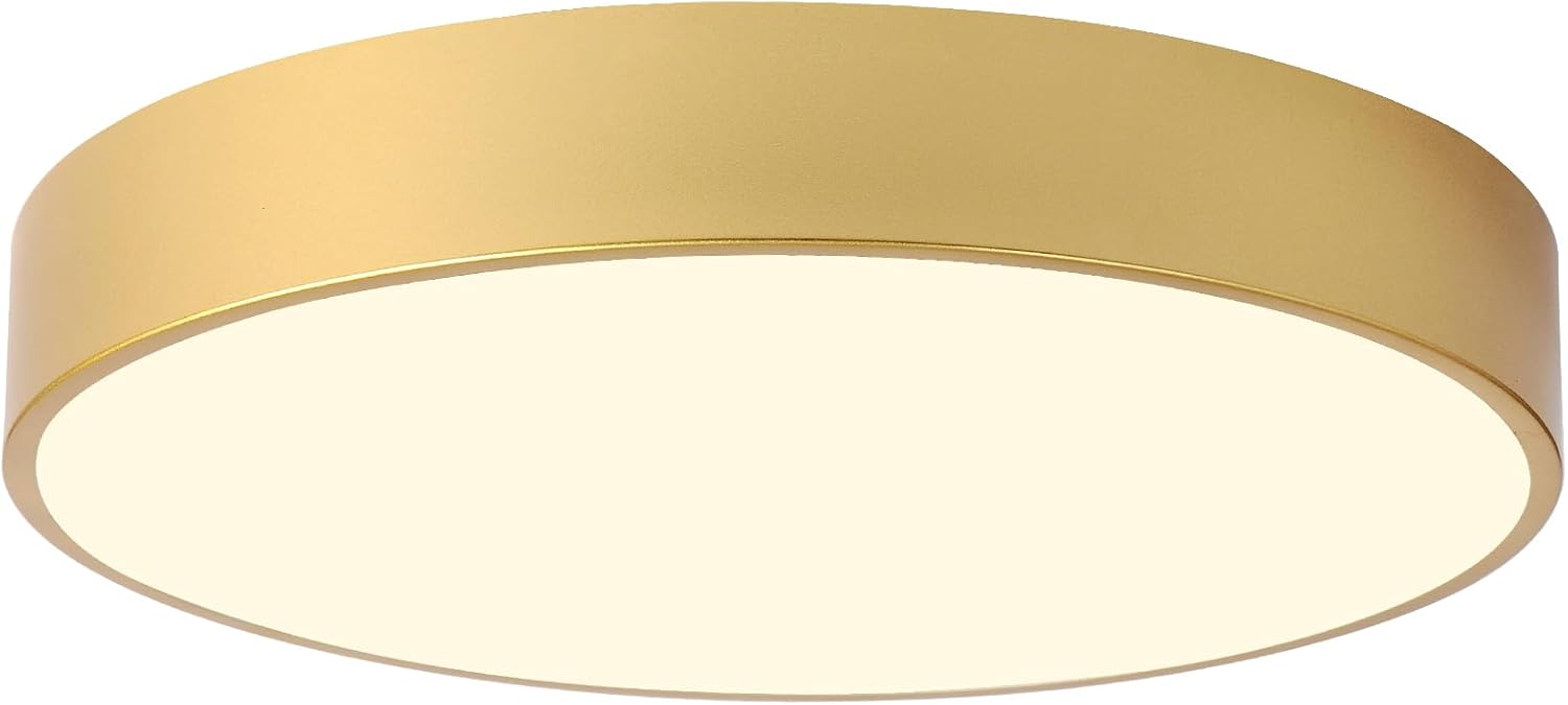 4-Light Close to Ceiling Light Fixture, 18 inch Large Size Gold Metal Shade Flush Mount Ceiling Light Fixtures, E12 Socket Lamp for Living Room Bedroom Kitchen Island Gold 18"