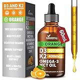 VivoNu Vitamin D3 K2 Drops, D3 20000 IU & K2 as MK-7 400mcg with Magnesium, Calcium, Zinc & Omega 3 for Immune*, Mood*, Bone* Health, Orange Flavor Vitamin D Liquid Drops Supplement, Non-GMO (1)