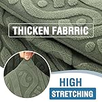 H.VERSAILTEX Couch Covers for 2 Cushion Sofa 1 Piece Stretch Loveseat Slipcover Pet Dog Universal Slip Cover Love Seat Covers Upgrade Thick Jacquard Fabric with Spiral Pattern(58"-70", Sea Grass) - Image 3