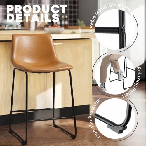 Image of Waleaf 26 Inch Counter Height Bar Stools Set of 4, Faux Leather Bar Chairs