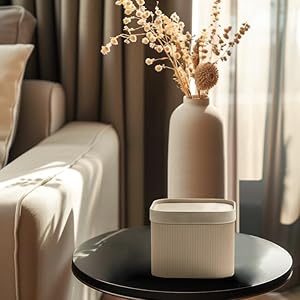 LA JOLIE MUSE Fluted Cardboard Storage Baskets with Leather-Like Lids, Paper Boxes Decorative Tray, Basket Organizer Bins for Jewelry Shelve Bathroom Bedroom Organizing, Beige, Set of 2 LA JOLIE MUSE Fluted Cardboard Storage Baskets with Leather Like Lids Paper Boxes Decorative Tray Basket Organizer Bins for Jewelry Shelve Bathroom Bedroom Organizing Beige Set of 2