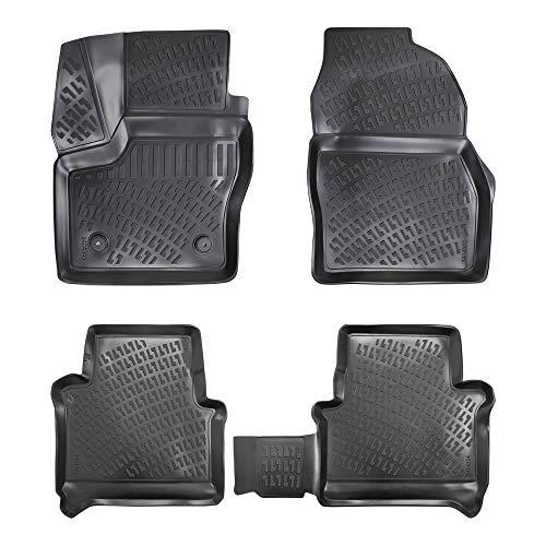 Croc Liner Floor Mats Front and Rear All Weather Custom Fit Floor Liner Compatible with Ford Transit (Black, 2014-2021)