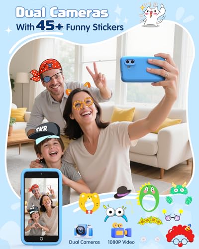 Image of Kids Smartphone, Dual Camera, 4.9 Inch Touch Screen Learning Toy, 210+ Games, 190+ Drawing Activities and 45+ Fun Stickers, 8GB Kids Mobile Phone, Perfect Birthday for 3-12 Years