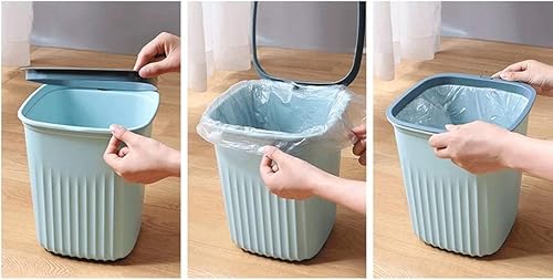 Miniatura 4 de NTIYOU Botes de basura sin cubierta Cubo de basura cuadrado, para baño, cocina, oficina-Dos especificaciones cestas de basura (Talla S beige) Cesta