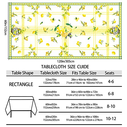 Hexagram Lemon Tablecloth, Lemon Table Cloth Rectangle 60X120 Inch, Indoor Or Outdoor Holiday Yellow Table Decor For Dinner #TOP1