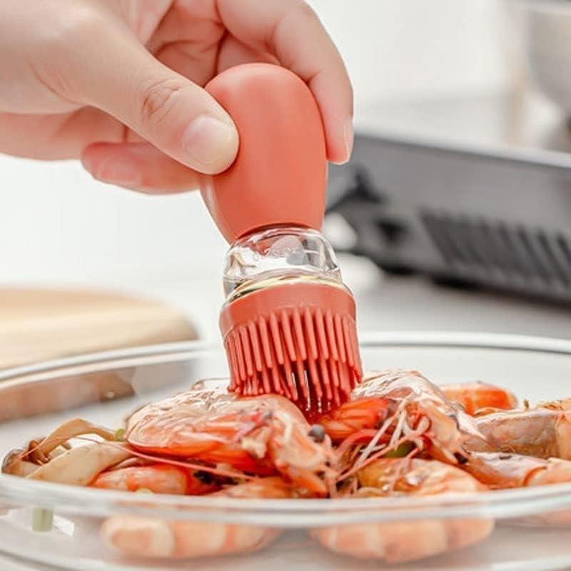 Kitchen Brush Silicone Glass Container Oil Pump Pot Vinegar Spray BBQ Cookware Dispenser Cooking Condiment (Color : A, Size : One Size)