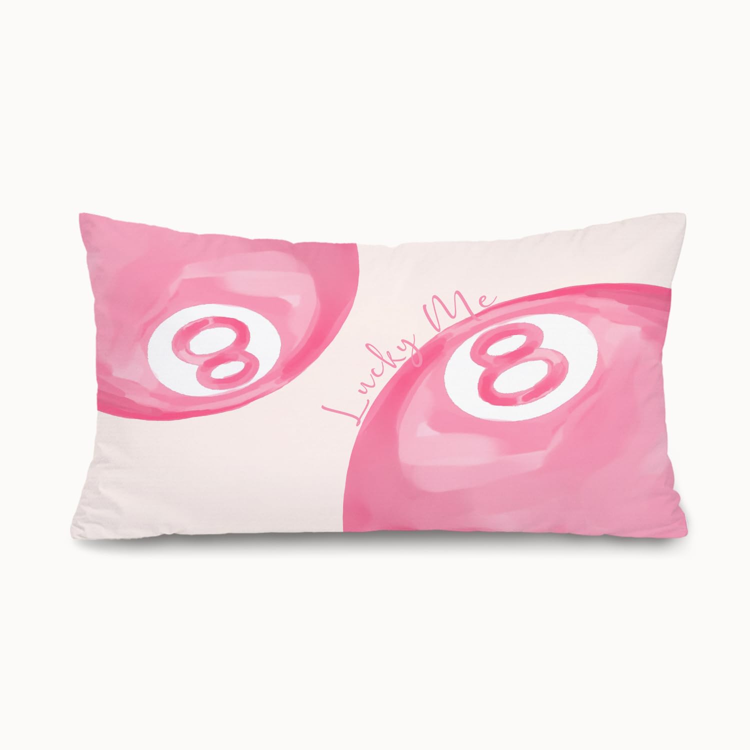 DDYGZYW Trendy Retro Preppy Pink Ball 12x20 Pillow Cover Preppy Room Decor Funky Pink Lucky 8 Ball Decorative