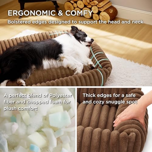 Image of Bedsure ComfyFleece Dog Beds Large Sized Dog Washable,36in Camel Brown