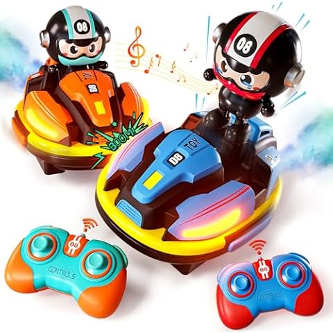 Eohemeral Remote Control Bumper Car Set of 2, RC Bumper Cars Ejecting for Kids Ages 6-12, Battle Race Car of 2 Players with Music & Light & Spray, Christmas Birthday Toys for Toddlers Boys Girls Cover