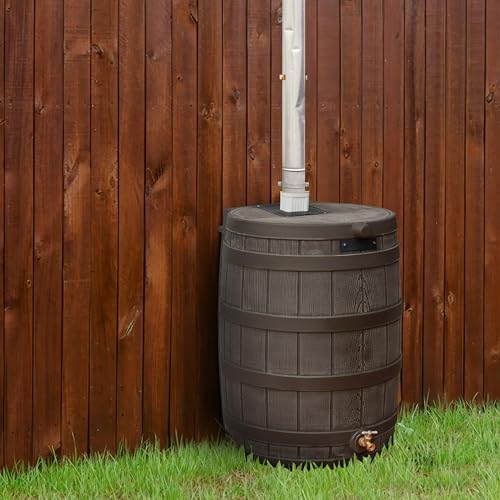 Image of Good Ideas Rain Wizard Water Collection Barrel, 50 Gallon, Oak, 2 Pack
