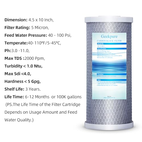 Geekpure Whole House 4.5 x 10 Big Clear Water Filter Housing 1NPT Pack 2 | UK