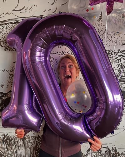 Image of 40 Inch Purple Number 7 Balloon Birthday Party Decorations for Men & Women | 40 Inch Purple inflatable foil number balloons, large birthday decorations for 7th birthday
