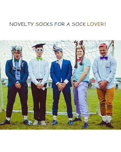 Mens Fun Dress Socks, 2 Pairs Crazy Colorful Patterned Socks Novelty Crazy Design Cotton Socks for Dad Son Grandpa Boyfriend4