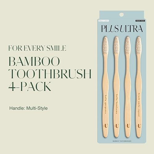 Miniatura 10 de Plus Ultra Cepillo de dientes de bambú, biodegradable, ecológico y sin BPA, cepillo de dientes de cerdas suaves, aprobado por dentistas, cepillo de