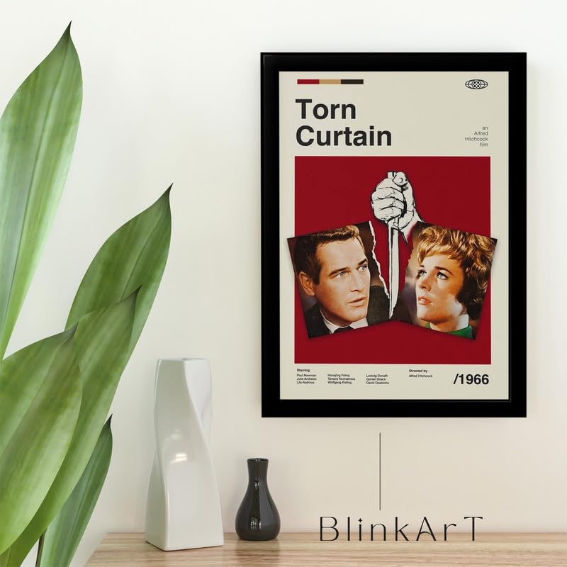 Image of BLINKART Torn Curtain Movie Poster Frame 8x12 Inch | Premium 300 GSM Paper Wall Print | Mid Century Vintage Film Artwork for Home, Bedroom, Living Room, Office | Framed Photo Decor