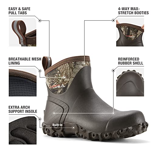 HISEA Men's Rubber Boots Ankle Rain Boots Waterproof Outdoor Mud Bootie for Lawn and Garden2