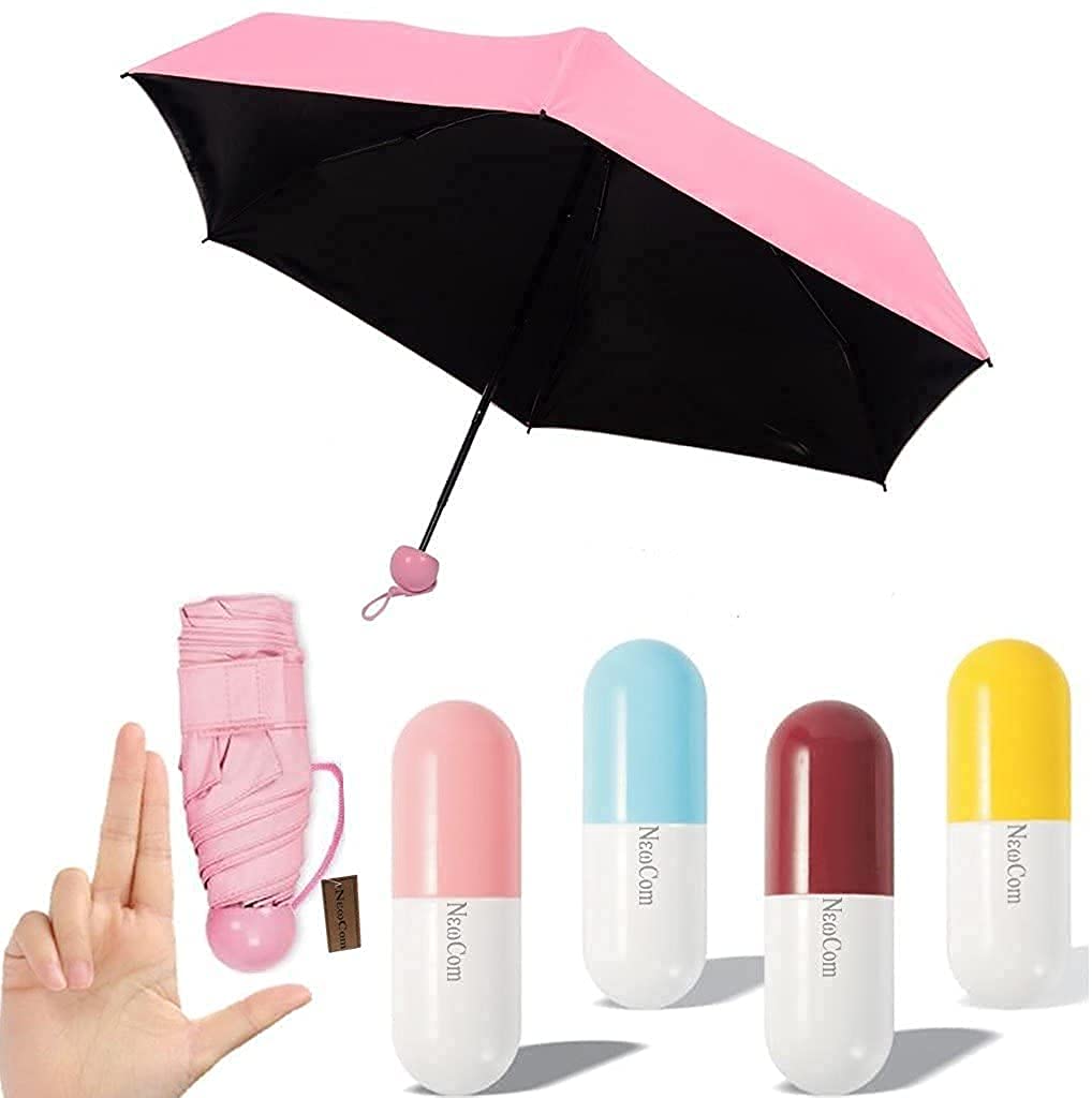 Red-Rubby Foldable Mini Cute and Small Capsule Design Umbrella with Capsule Case, Ultra Lightweight Mini Foldable Capsule Umbrella (Multicolor) 3