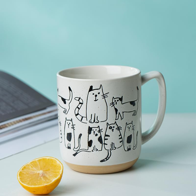 15oz Cat Lovers Mug, Various Kittens Pattern Mug, Cat Coffee Mug Funny Ceramic Tea Cup Novelty Gifts for Office and Home Women Girls Men Dishwasher Microwave Safe, White - Image 3