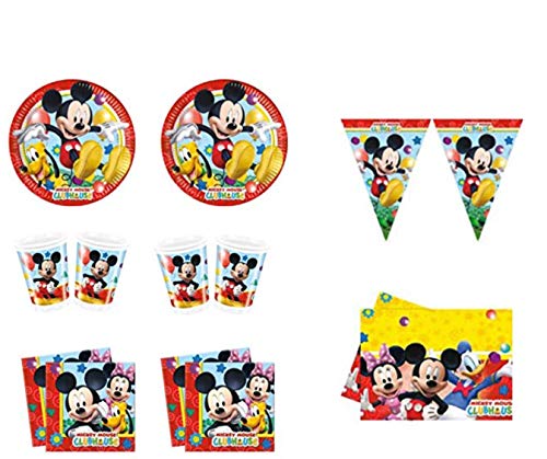 COORDINATO TAVOLA TOPOLINO 123 PZ PER FESTA COMPLEANNO BAMBINO ADDOBBI