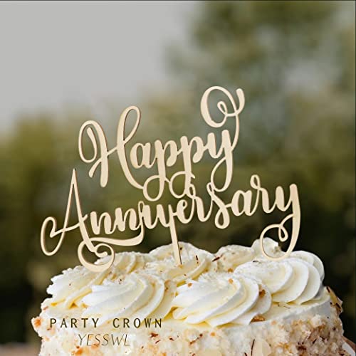 Happy Anniversary Cake Topper - Wooden Anniversary Cake Decoration， Happy Birthday 1/18/21/30/40/50/60/70/80/90 Party Decoration， Wedding Anniversary Cake Topper, Company Anniversary Cake Topper #TOP2