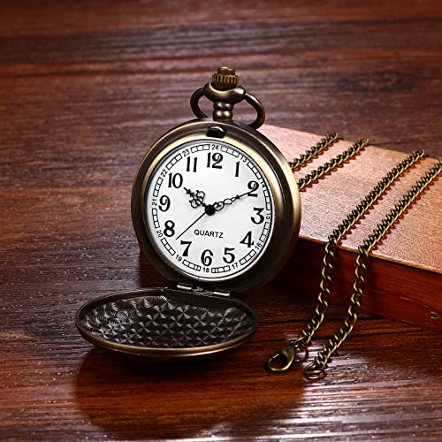 Lancardo Relógio de bolso vintage vintage com corrente para homens e mulheres com estampa de alce de