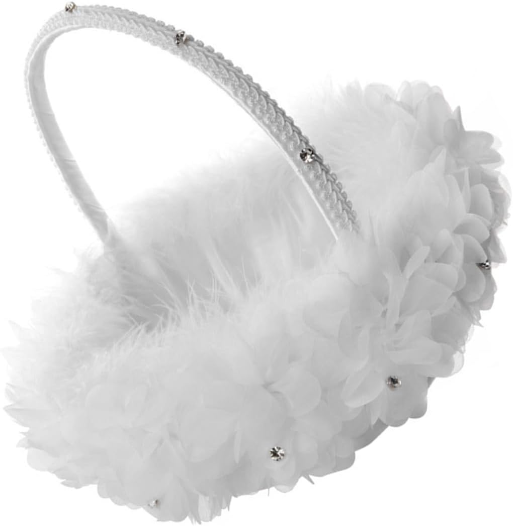 Wedding Flower Girl Basket with Handle Lace Floral Design White Wedding Ceremony Party Supplies Basket for Flower Girl