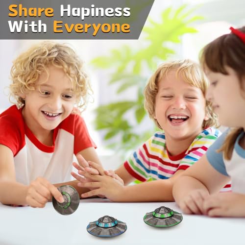 Image of UFO Fidget Spinner for Kids Adults, Metal Luminous Space Desk Toy, Cool EDC Gadgets Anxiety Stress Relief Toys, Holiday Stocking Stuffer, Birthday Party Favor Gifts for Office Spaceship Toy