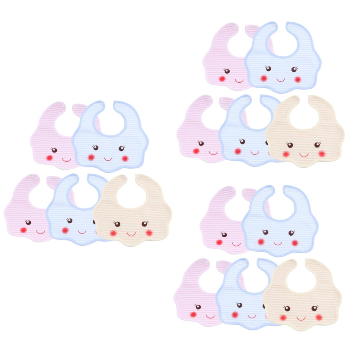 Toyvian 15piezas Baberos De Algodón Impermeables Para Bebés Diseño De Dibujos Animados Ajustables y Cómodos Para Mantener Tu Limpio Comidas