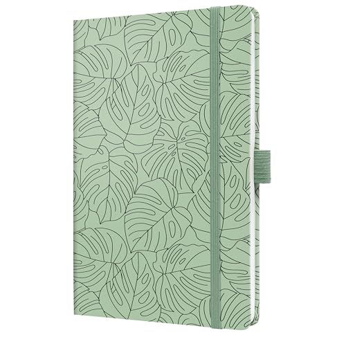 SIGEL J5353 Wochenkalender Jolie 2025, Green Monstera, ca. A5, Hardcover, Gummiband, Stiftschlaufe, Einstecktasche, 174 Seiten, vegan, Buchkalender, Terminplaner