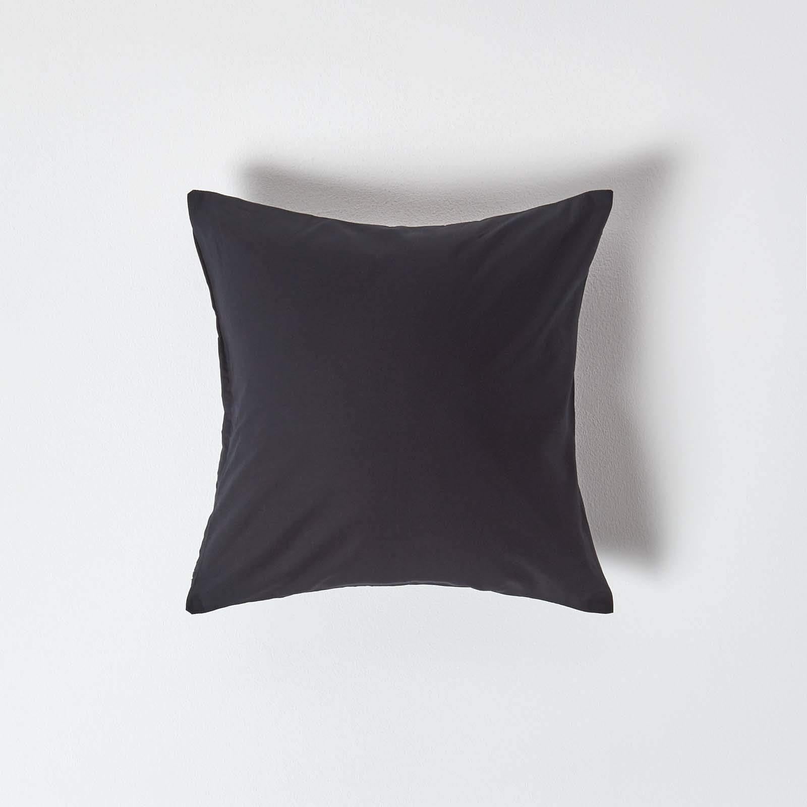 Homescapes 2er-Set Perkal Kissenbezug 40x40 cm schwarz, Kissenhülle mit Reißverschluss, 100% ägyptische Baumwolle, Fadendichte 200