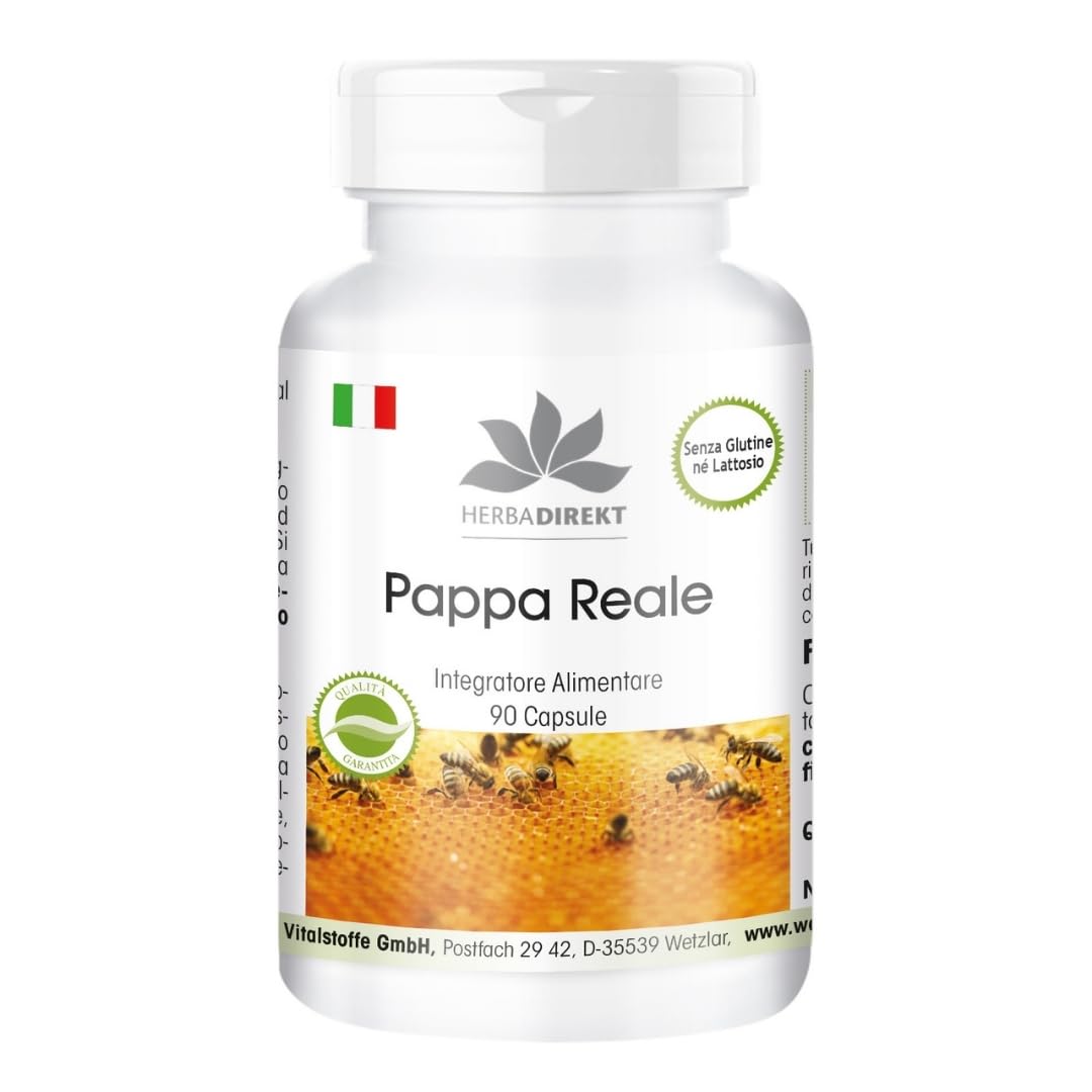 Pappa Reale fresca pura 500mg - Estratto da 2000mg Pappa Reale 4:1-90 Capsule | HERBADIREKT by Warnke Vitalstoffe - Qualità da farmacia tedesca