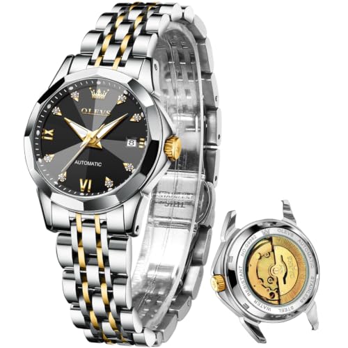 Image of OLEVS Womens Watches Automatic Luxury Dress Ladies Watch Ceramic Strap Rose Gold Self Winding Female Wrist Watch