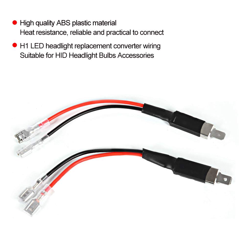 2 Connecteurs De Câblage H1 Pour Phares LED - Adaptateur Conversion Simple, Matière ABS Résistante à La Chaleur
