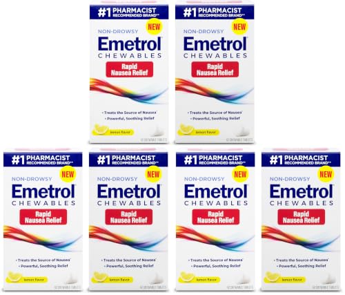 Image of Emetrol Non-Drowsy Nausea Relief - Chewable Medicine for Upset Stomach - Pharmacist Recommended Nausea Relief - Lemon Flavor, 84 Tablets (Pack of 3)
