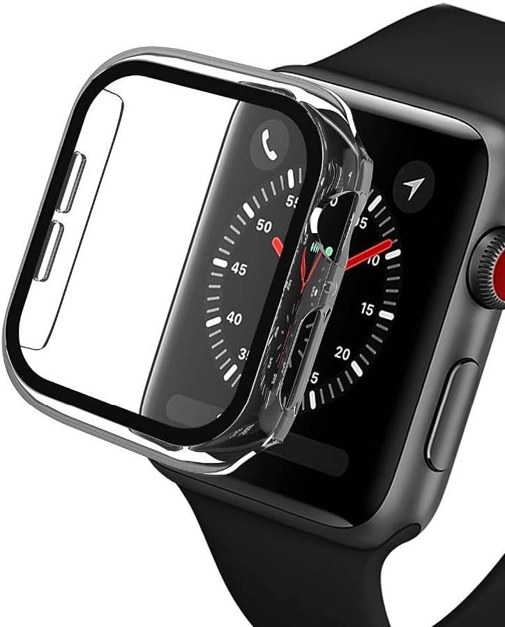 Case For Apple Watch Series 3, Series 2 and Series 1 42mm Screen Protector, All-around Bumper Protective, Hard PC Tempered Glass Protector Cover Clear