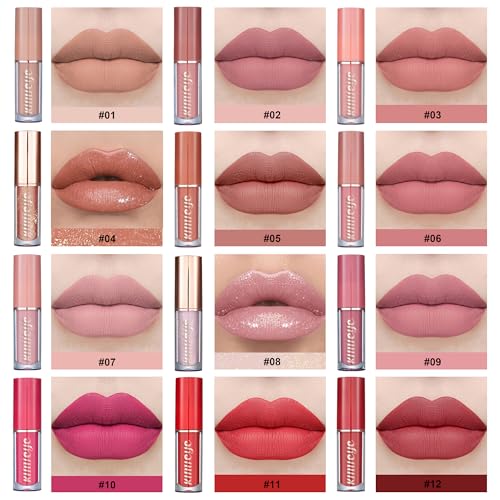 Kimieye LIP0907 12Pcs Velvet Matte Liquid Lipstick Set, Waterproof Long Lasting Quick-Drying Non-Stick Cup Nude Lip Stain Kit, Up To 24H Wear, Professional Lip Makeup Gift Kit For Women thumb #4