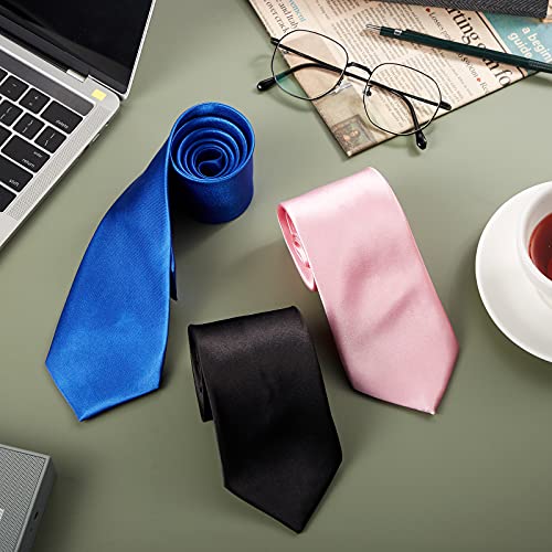 Image of Syhood 6 /12 /24 Pcs Men Ties Set Solid Satin Pure Color Business Formal Necktie Tie 57 inch for Men Occasion Wedding