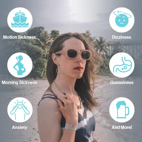 Blisslets Acupressure Relief Band - Cartagena Collection - Motion Sickness and Pregnancy Nausea Relief | Travel, Pregnancy, Cruise (Blue/Camel Duo, Medium - 5 5/8