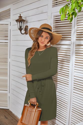 Image of Simier Fariry Womens Fall Winte Long Sleeve Knee Length Casual Dress with Pockets