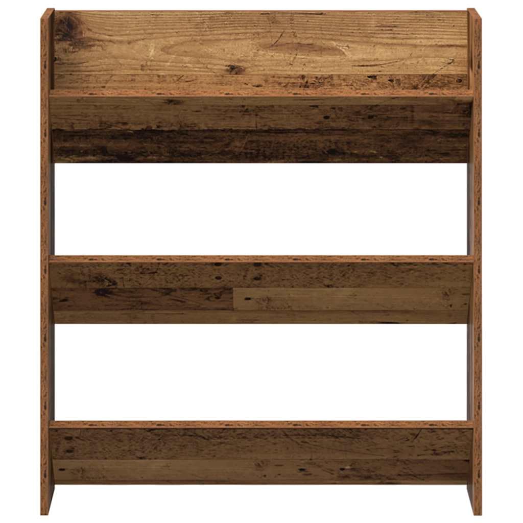 Schuhregal Wandmontage Altholz-Optik 80x18x90 cm Holzwerkstoff schuhschrank schuhablage schuhkipper schuhständer aufbewahrung Ordnung platzsparend Flur eingangsbereich